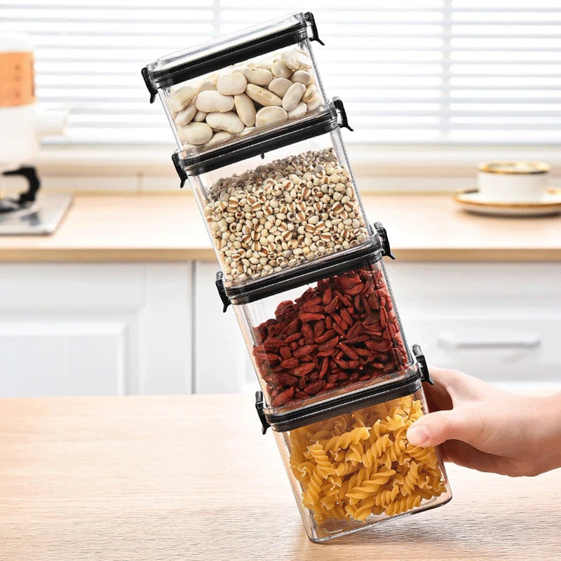 Kit de Potes Herméticos Organizadores para Cozinha – Grãos, Temperos e Mantimentos