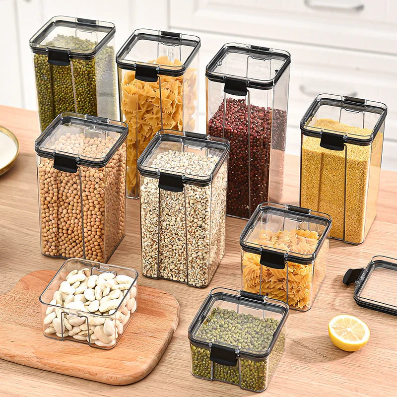 Kit de Potes Herméticos Organizadores para Cozinha – Grãos, Temperos e Mantimentos