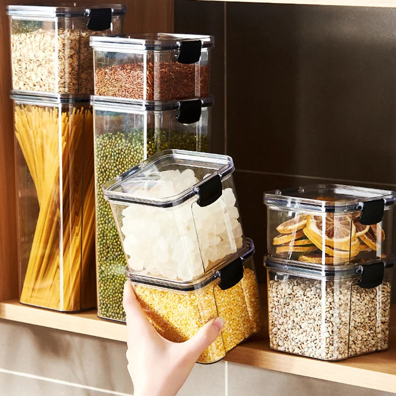 Kit de Potes Herméticos Organizadores para Cozinha – Grãos, Temperos e Mantimentos