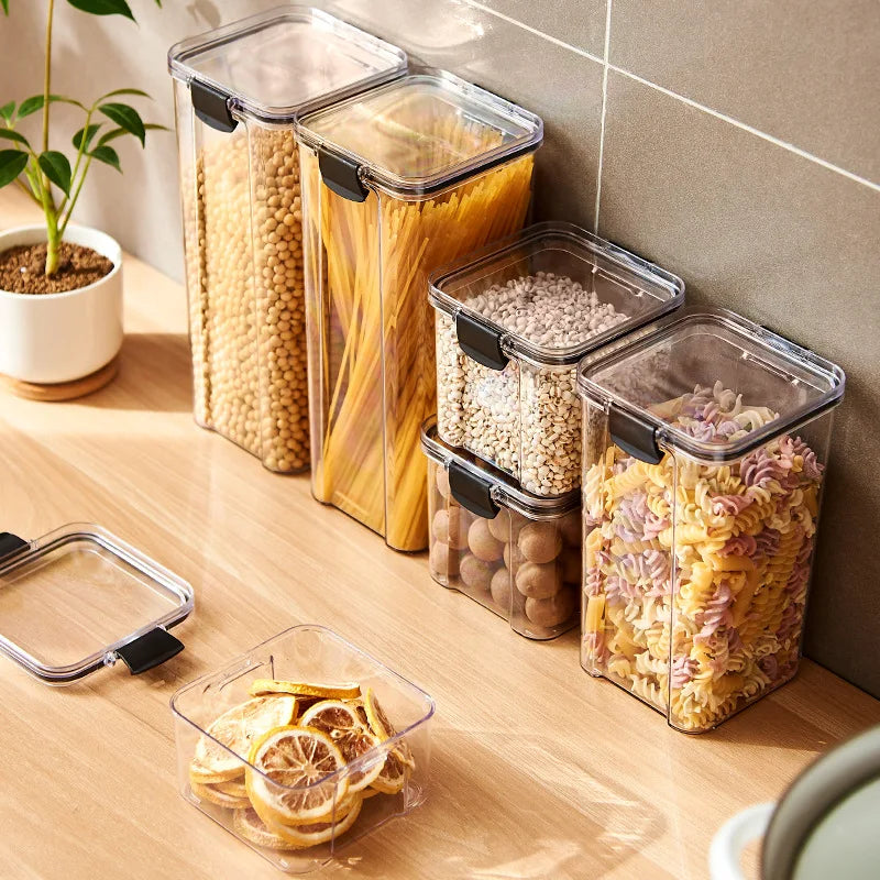 Kit de Potes Herméticos Organizadores para Cozinha – Grãos, Temperos e Mantimentos